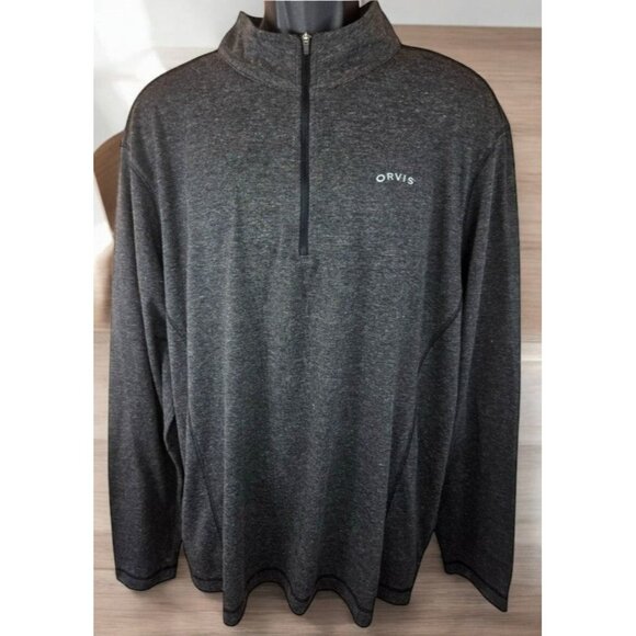 Orvis Mens Charcoal Gray Quarter Zip Pullover Small Classic Collection - Picture 1 of 7